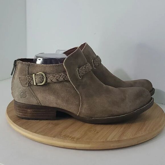 Born Shoes - Born Sylvia Leather Braid Booties Tan Women's Size 10M